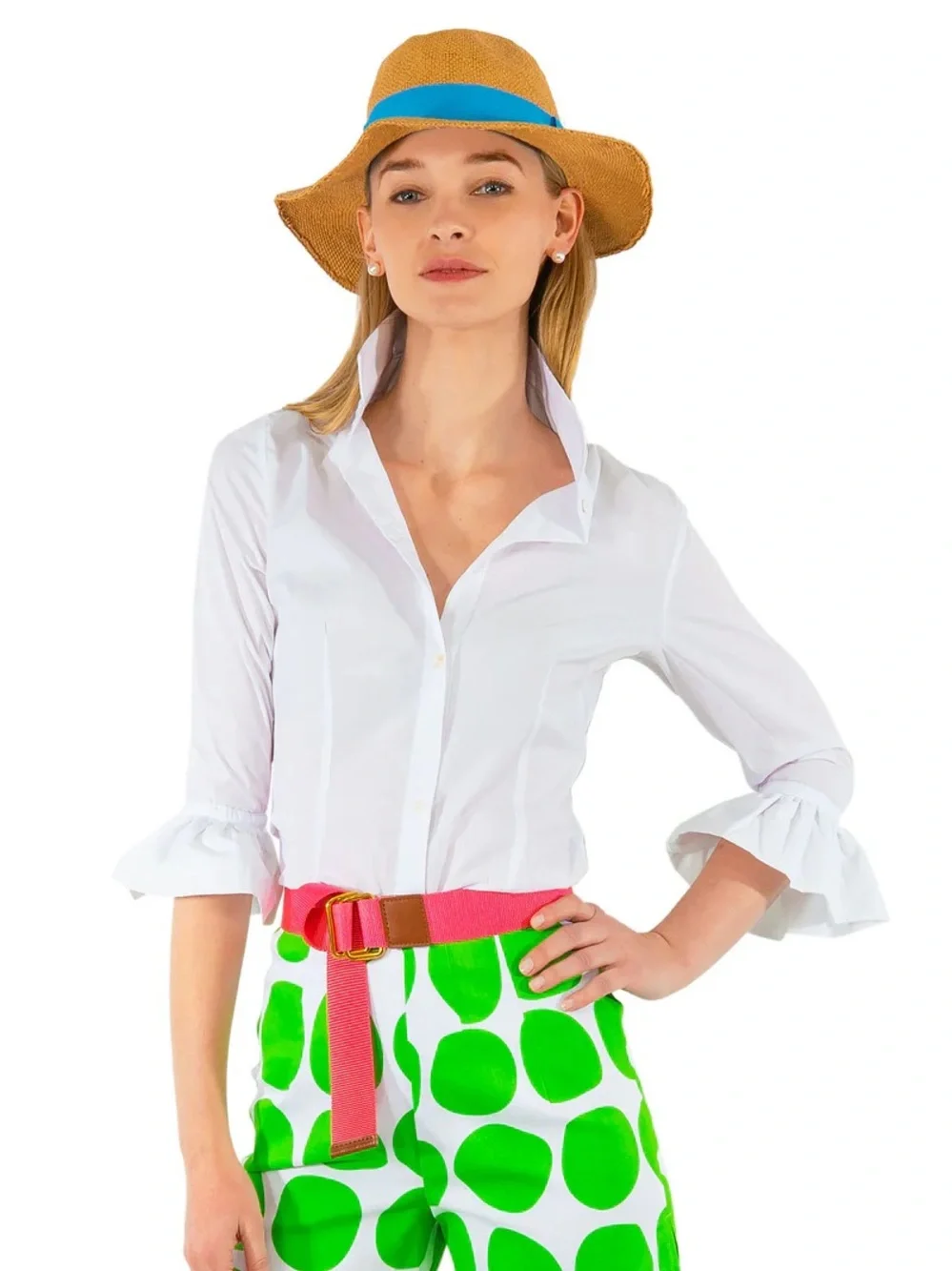 NWT Gretchen Scott Priss Blouse in Chiffon White Ruffle Sleeve Diva XXXL / 18